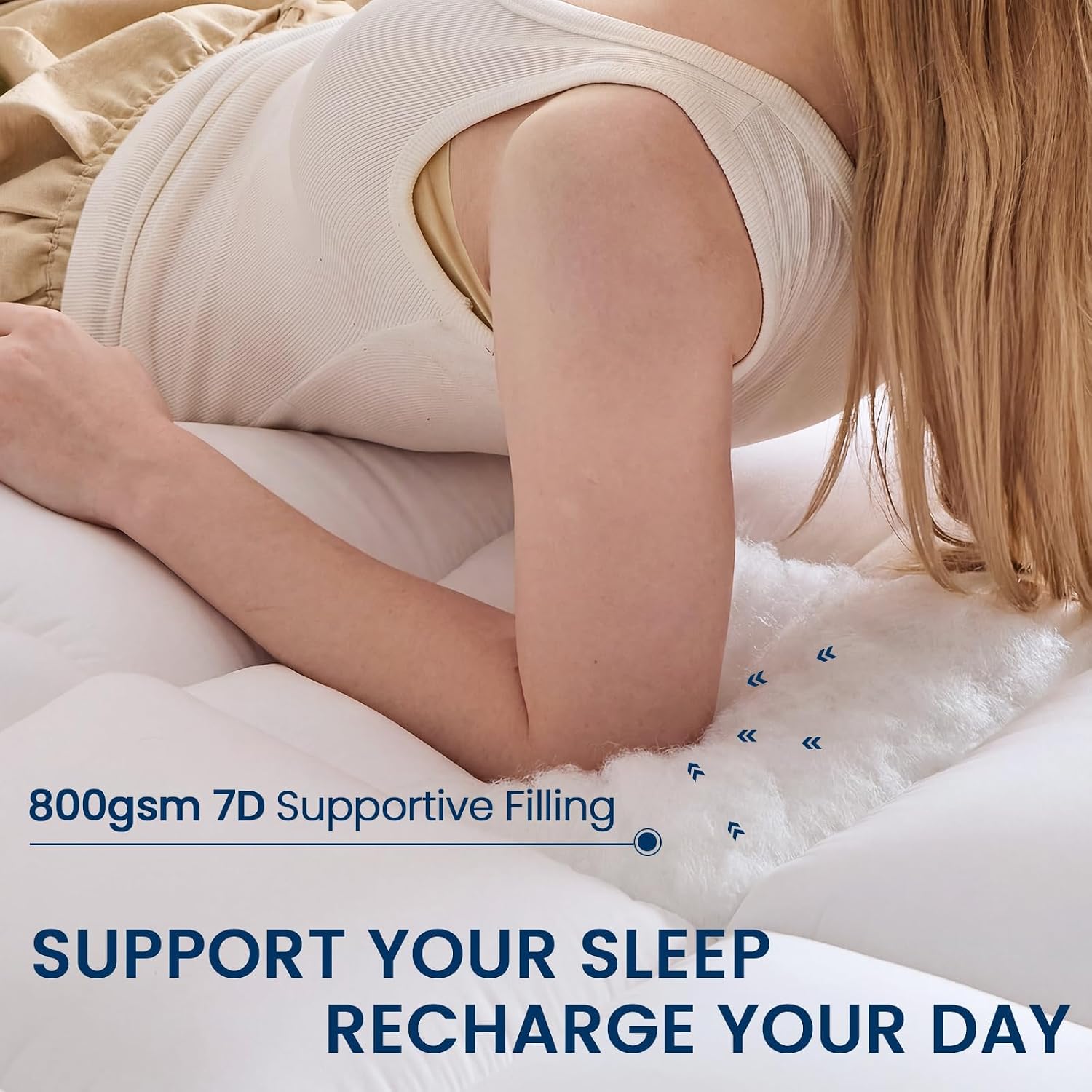 Mattress Pad Extra Thick, Cooling, And Breathable Full Size Mattress Topper 8-21" Deep Pocket Soft Down Alternative Fill