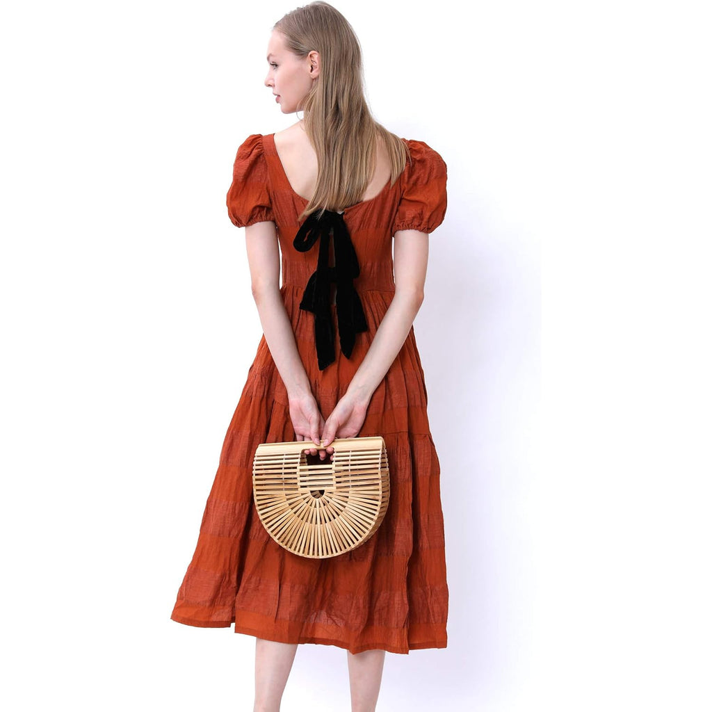Miuco Womens Bamboo Handbag Handmade Large Tote Bag Straw Beach Bags Beach Purse Size