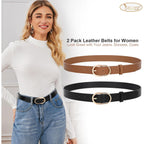 JASGOOD Women’s Leather Belts for Jeans Pants Fashion Ladies Belt with Gold Buckle