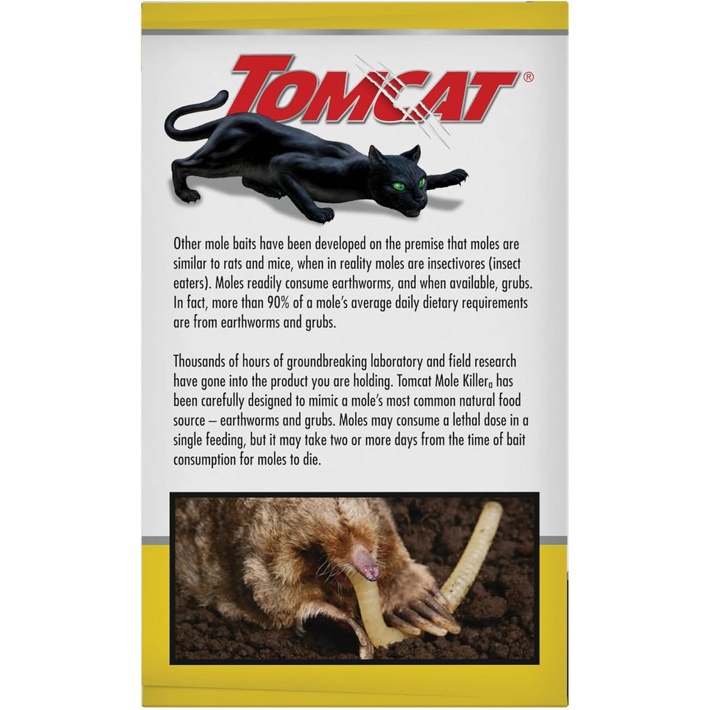 Tomcat Mole Killer(A), 12 Worm Baits | Mimics Natural Food Source, Kills With A Single Feeding, Mole Killer For Lawns And Yards