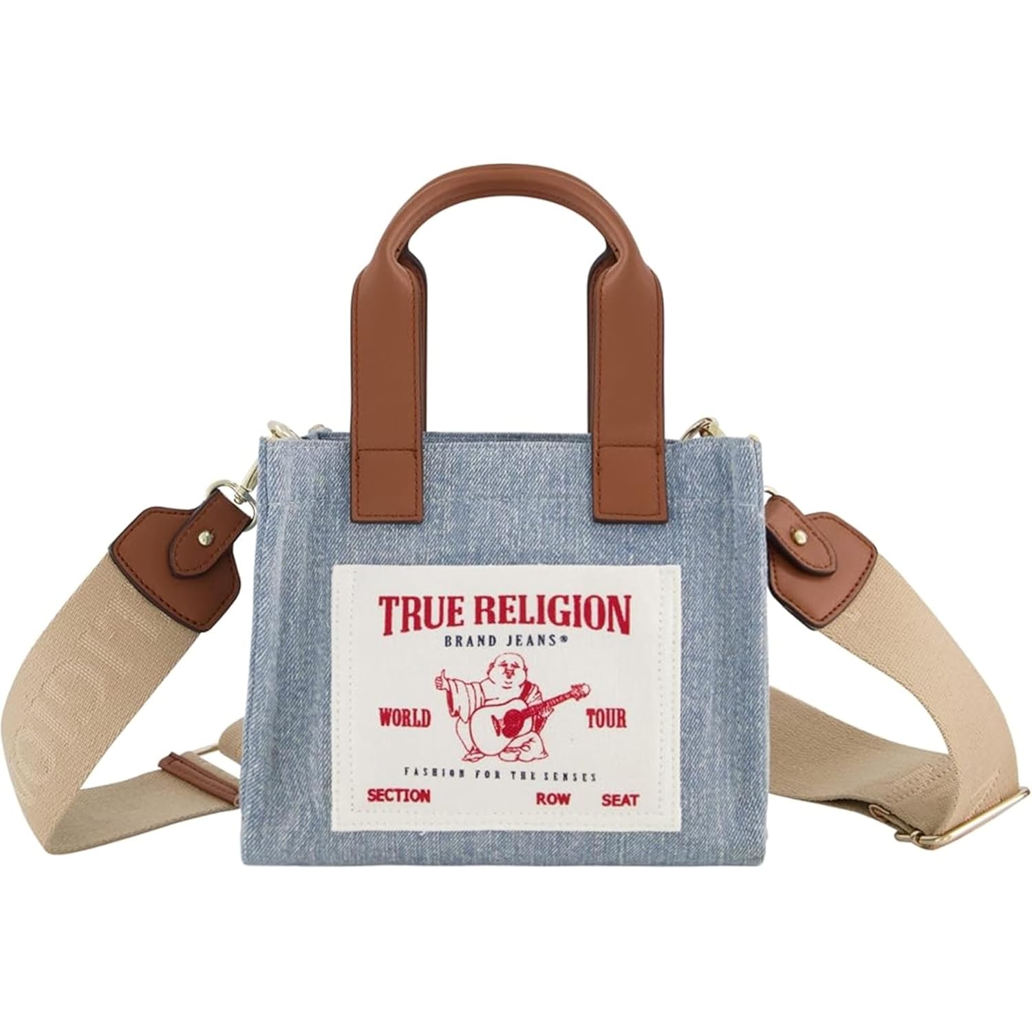 True Religion Tote Bag, Women's Mini Travel Shoulder Bag with Adjustable Strap