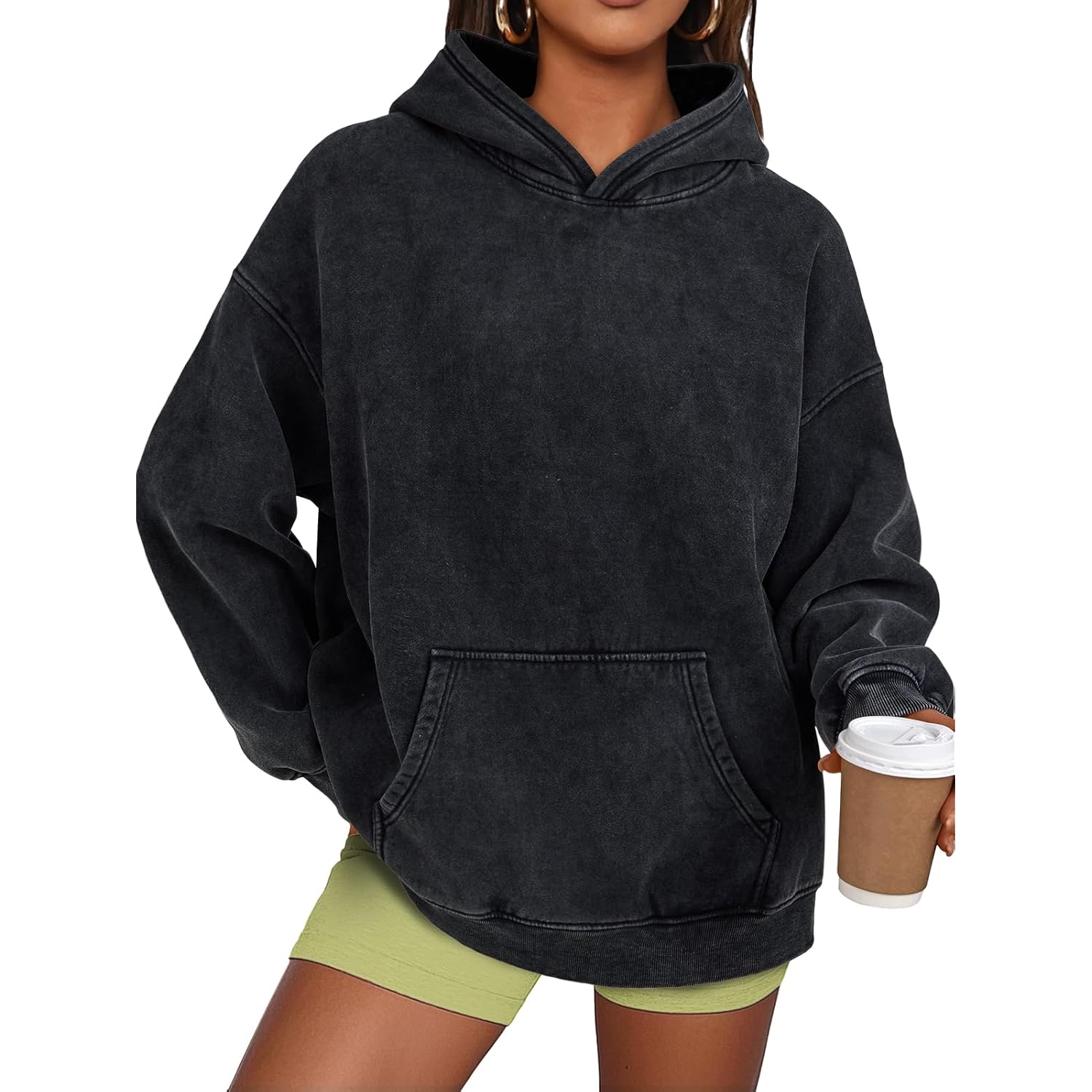 Trendy Queen Oversized Hoodies For Women Teen Girl Winter Sweatshirt Cute Acid Wash Pullover