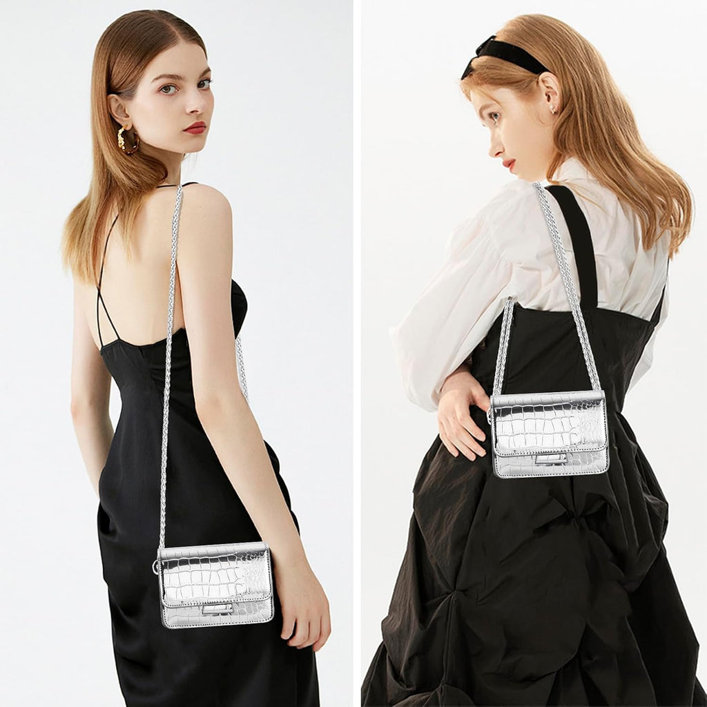 Ljczka Mini Crossbody Bags For Women Y2K Small Square Purse With Chain Strap Clutch Evening Handbags For Dressy, Prom, Party