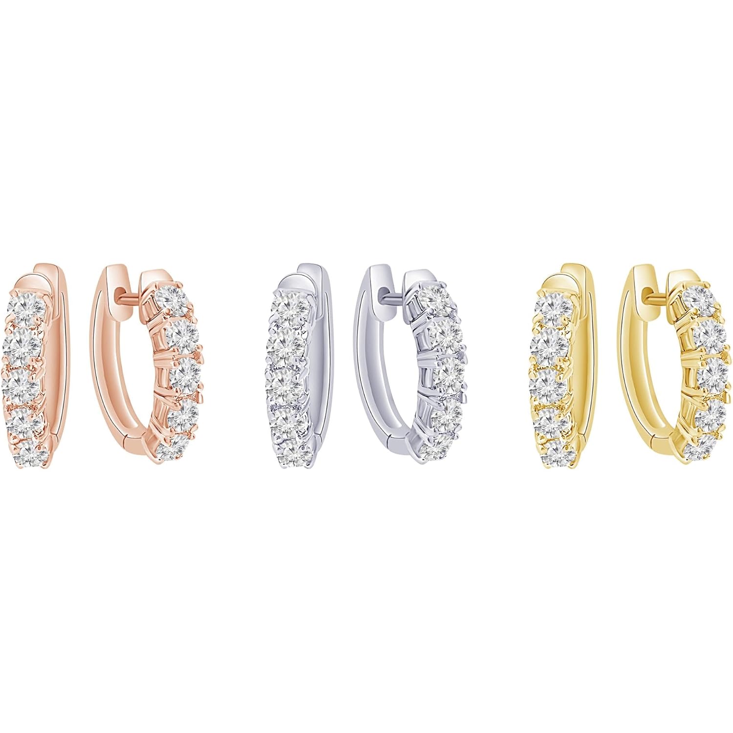 1 to 6 Carat 14K White Gold Classic LAB GROWN Diamond Huggie Hoop Earrings for Women Ultra Premium Collection (D-E Color, VS1-VS2 Clarity)