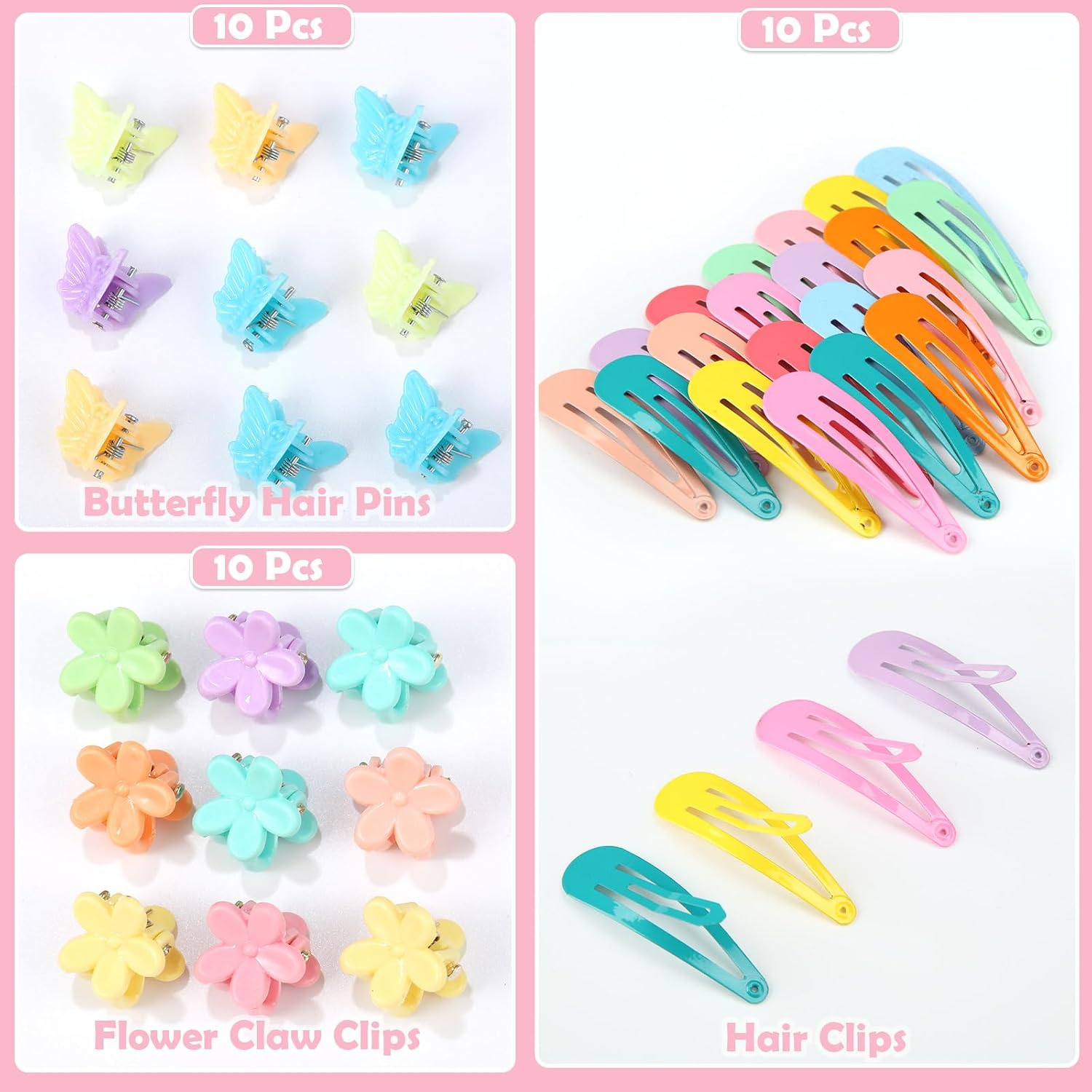 Auroray Hair Accessories For Girl, 1543 Pcs Elastic Hair Rubber Bands Set 20 Colors Elastic Hair Ties With Organizer Box Cotton Baby Hair Ties, Hair Tail Tools, Rat Tail Comb, Butterfly Hair Clips