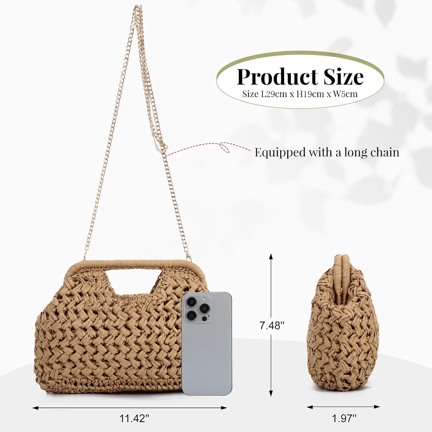 Emprier Straw Clutch Purses For Women Dumpling Bag Summer Beach Woven Handbag