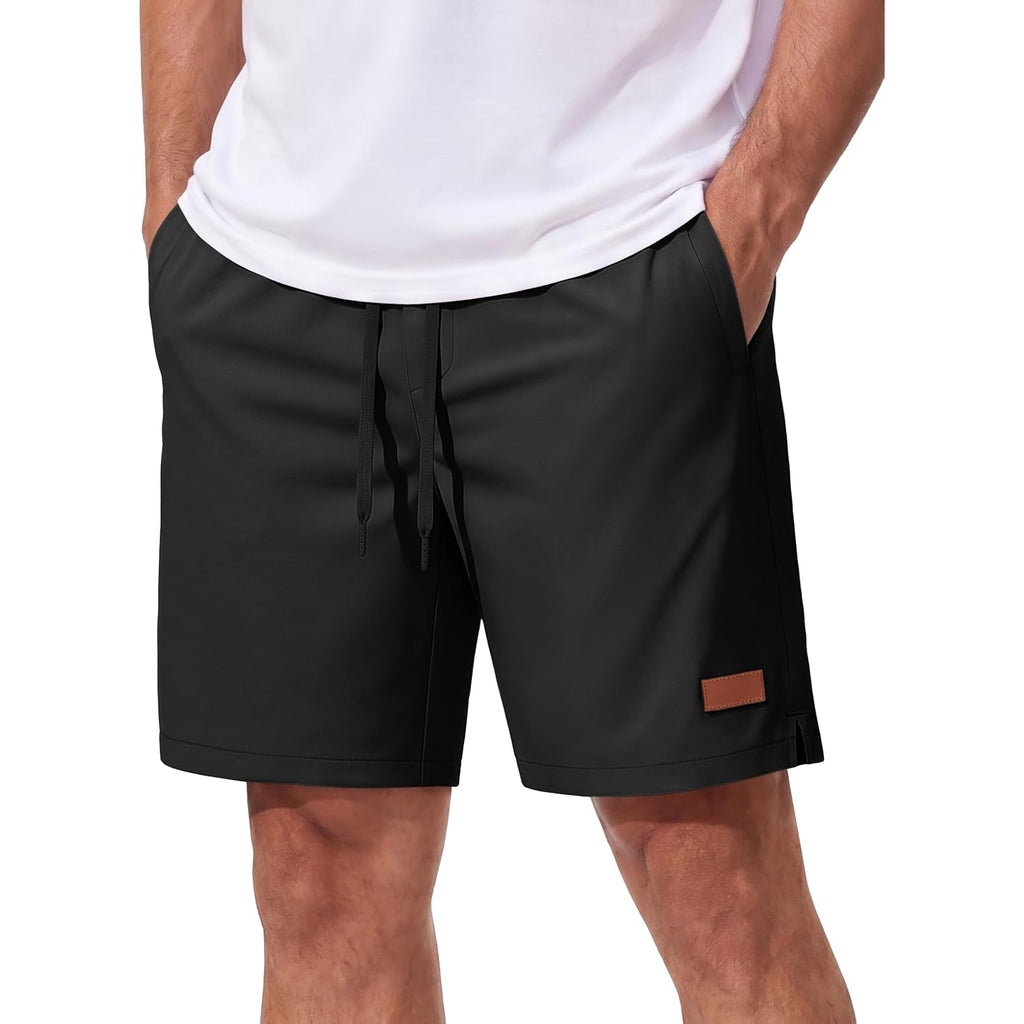 Magcomsen Mens Casual Shorts 7 Inch Chino Polyester Water Shedding Drawstring Summer Vacation 7" Shorts With Pockets
