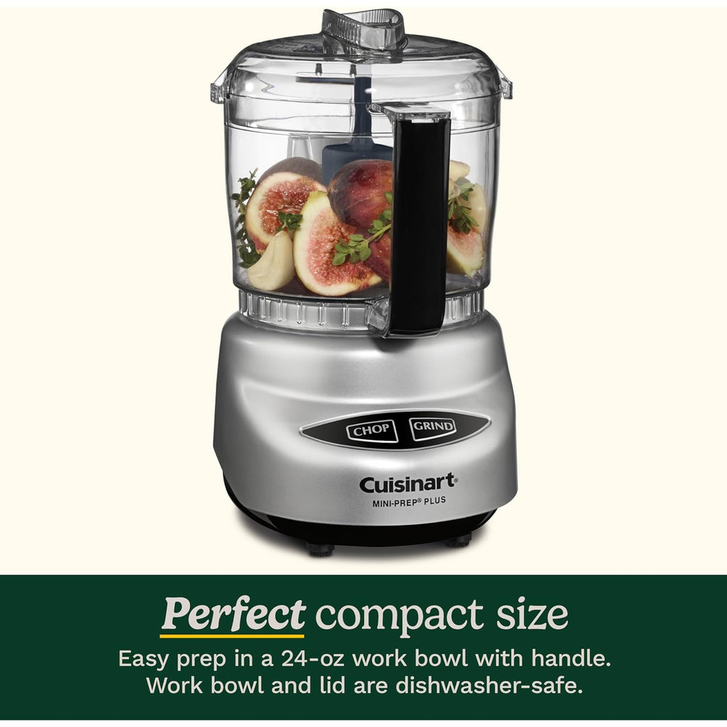 Cuisinart Mini-Prep Plus Food Processor, 24-Ounce Mini Food Processor to Chop Herbs, Vegetables, and Hard Cheese, 24-Ounce Work Bowl, Reversible Stainless Steel Blade, DLC-2ABC, Brushed Chrome