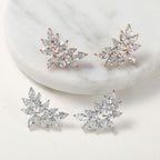 SWEETV Bridal Wedding Earrings for Brides Bridesmaid, Marquise Cubic Zirconia Rhinestone Cluster Earrings for Women, Prom