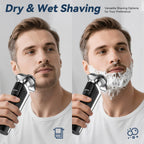 Electric Razor for Men, 2025 Upgraded Electric Shavers for Men, USB-C Rechargeable, Wet & Dry Shaver with Pop-up Trimmer and Travel Case (Black)