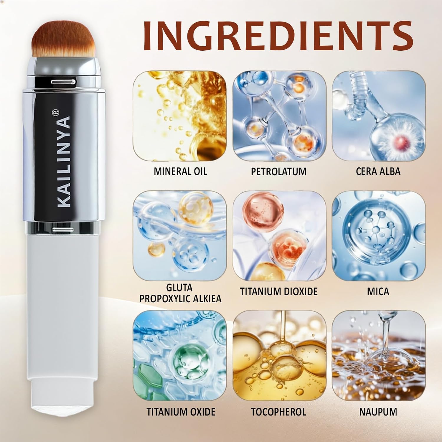 Korean Color Changing Foundation Stick with Brush for Lumine Skin, 2-in-1 Waterproof & Long-Lasting Hydrating Makeup, Dual-Ended Foundation & Concealer Stick, (202)