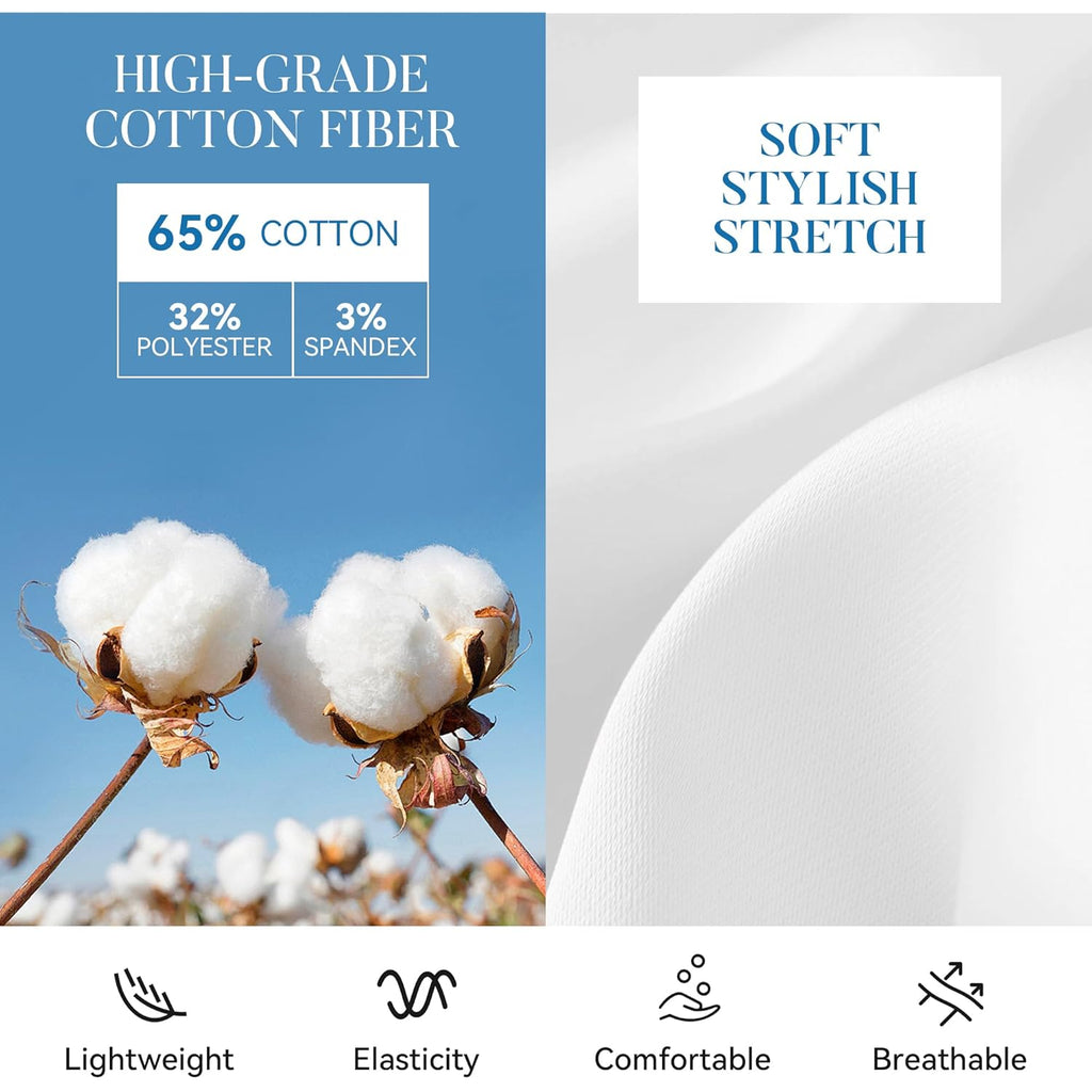 Womens Cotton Button Down Dress Shirt Long Sleeve Easy Care Dressy Work Tops Business Casual Blouses for Women