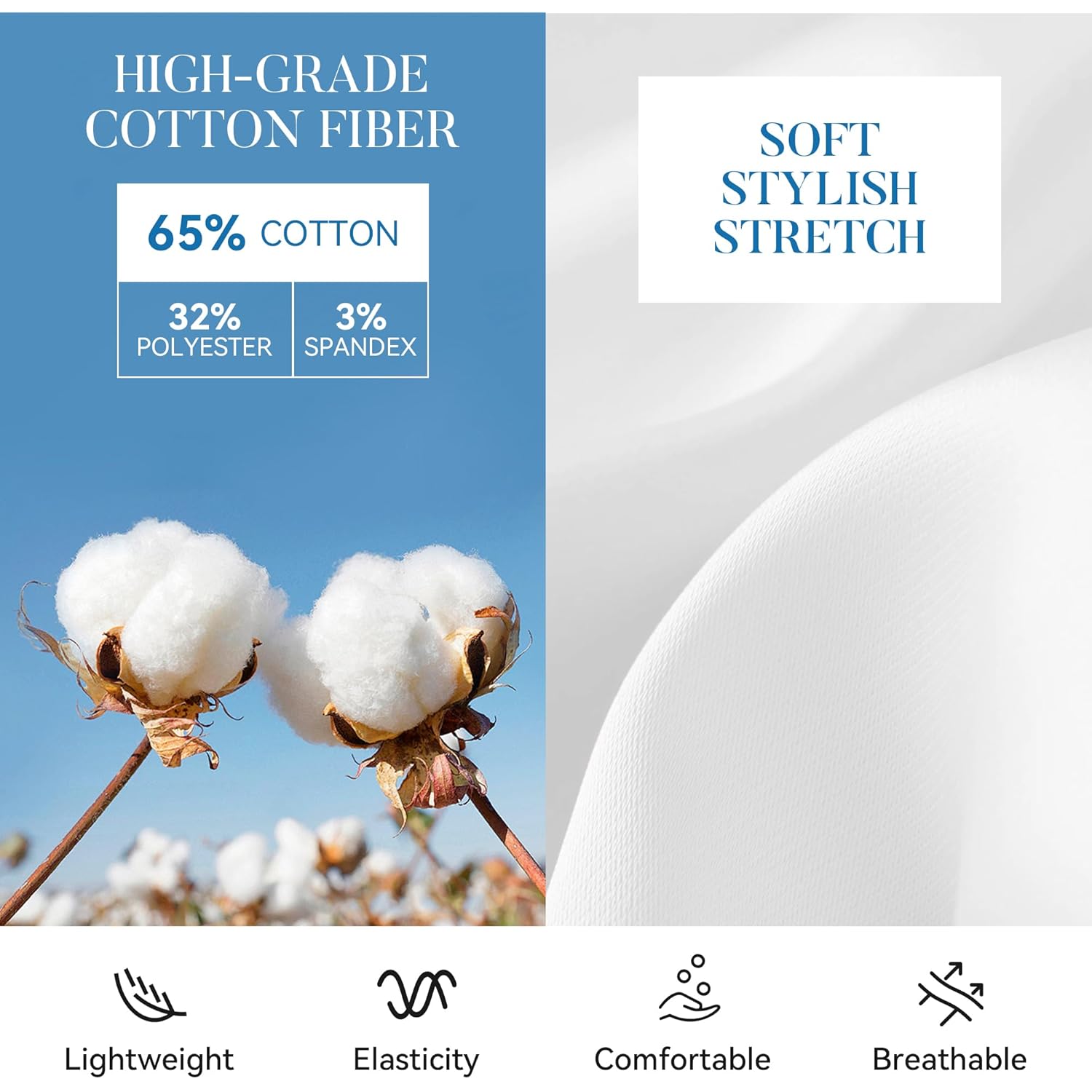 Womens Cotton Button Down Dress Shirt Long Sleeve Easy Care Dressy Work Tops Business Casual Blouses for Women