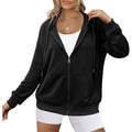Zeagoo Women'S Lightweight Hoodies Full Zip Up Oversized Sweatshirts With Pockets Long Sleeve Thin Casual Hooded Jackets
