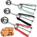Junadael J Cookie Scoop Set, Cookie Scoops For Baking Set Of 3, Cookie Dough Scoop, 1 Tablespoon/ 2 Tablespoon/ 3 Tablespoon, Red/Black/Mint Handle, For Cookie Cupcake Muffin Ice Cream Truffles
