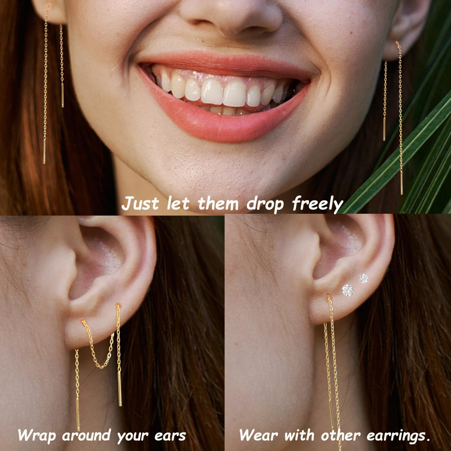 Sterling Silver Threader Chain Dangle Earrings,Versatile & Comfortable Hypoallergenic Silver Earrings 4.8 Inches