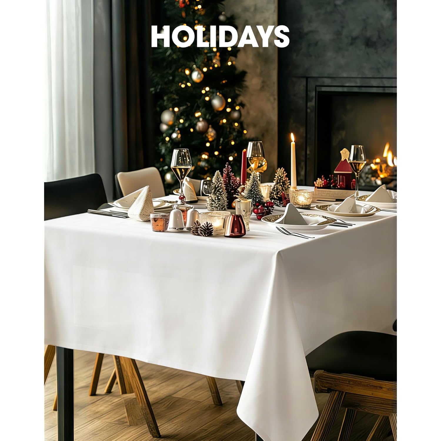 Pureegg Rectangle Table Cloth 60" x 102" – Durable Polyester Tablecloth Offers Reusable & Washable Protection, Ideal for Outdoor Party, Picnic, Wedding, Banquet and Birthday, 2 Pack, White