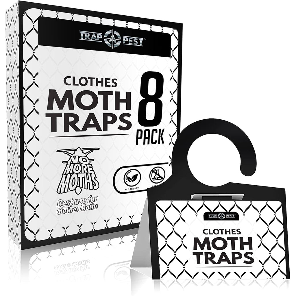 Clothing Moth Traps - 8 Pack - Non Toxic Moth Traps For Clothes With Pheromone Attractant - Odorless Sticky Trap For Closet, Carpets