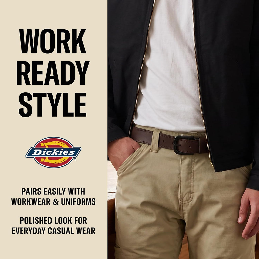 Dickies Mens Genuine Leather Belt – Durable Casual Style, Regular & Big And Tall Sizes