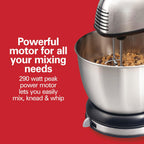 Hamilton Beach Classic Stand And Hand Mixer, 4 Quarts, 6 Speeds With Quickburst, Bowl Rest, 290 Watts Peak Power, Black And Stainless | 2-In-1 Versatility | Quickburst For Added Power | 290 Watts Peak Power | Built-In Bowl Rest | Black And Stainless Steel