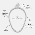 KISPER Tennis Necklace for Women 14K Gold Plated 3mm Cubic Zirconia Diamond Chain Adjustable 15-18" 4-Prong Setting Classic