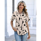 Button Down Shirts for Women Short Sleeve Collared Tops Dressy Casual V Neck Blouses