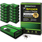 Maxguard Spider + Insect Traps (12 Pcs Box Trap) | Non-Toxic Extra Sticky Glue Traps, Kill Black Widow Hobo Brown Recluse Spiders And Other Crawling Bugs & Insects |