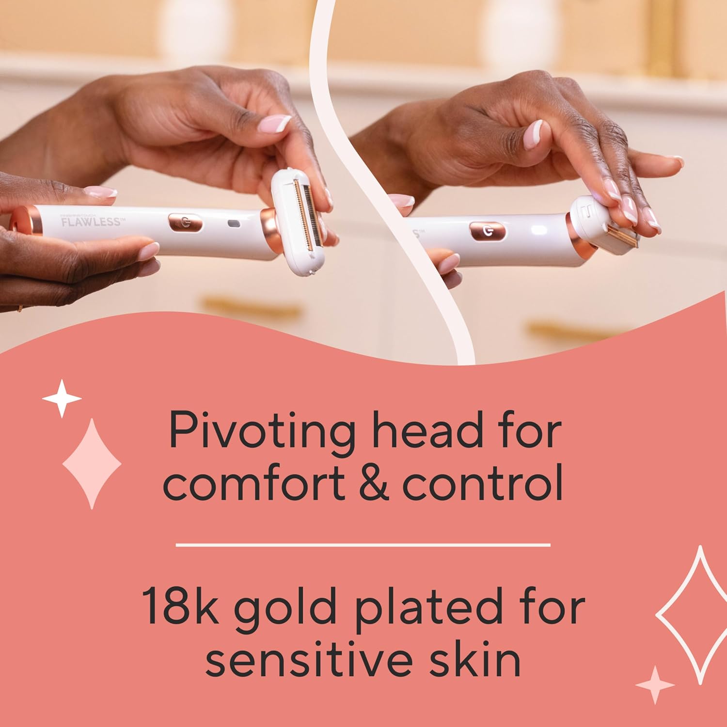 Finishing Touch Flawless Legs, Electric Razor for Women, Pivoting Head Leg Hair Remover with LED Light for Instant and Painless Leg Hair Removal