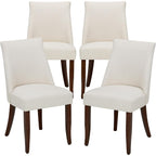 Wooden Dining Chairs Set Of 4, Upholstered Farmhouse Fabric Dining Room Chair, Mid Century Kitchen Chair For Restaurant & Cafe, Beige
