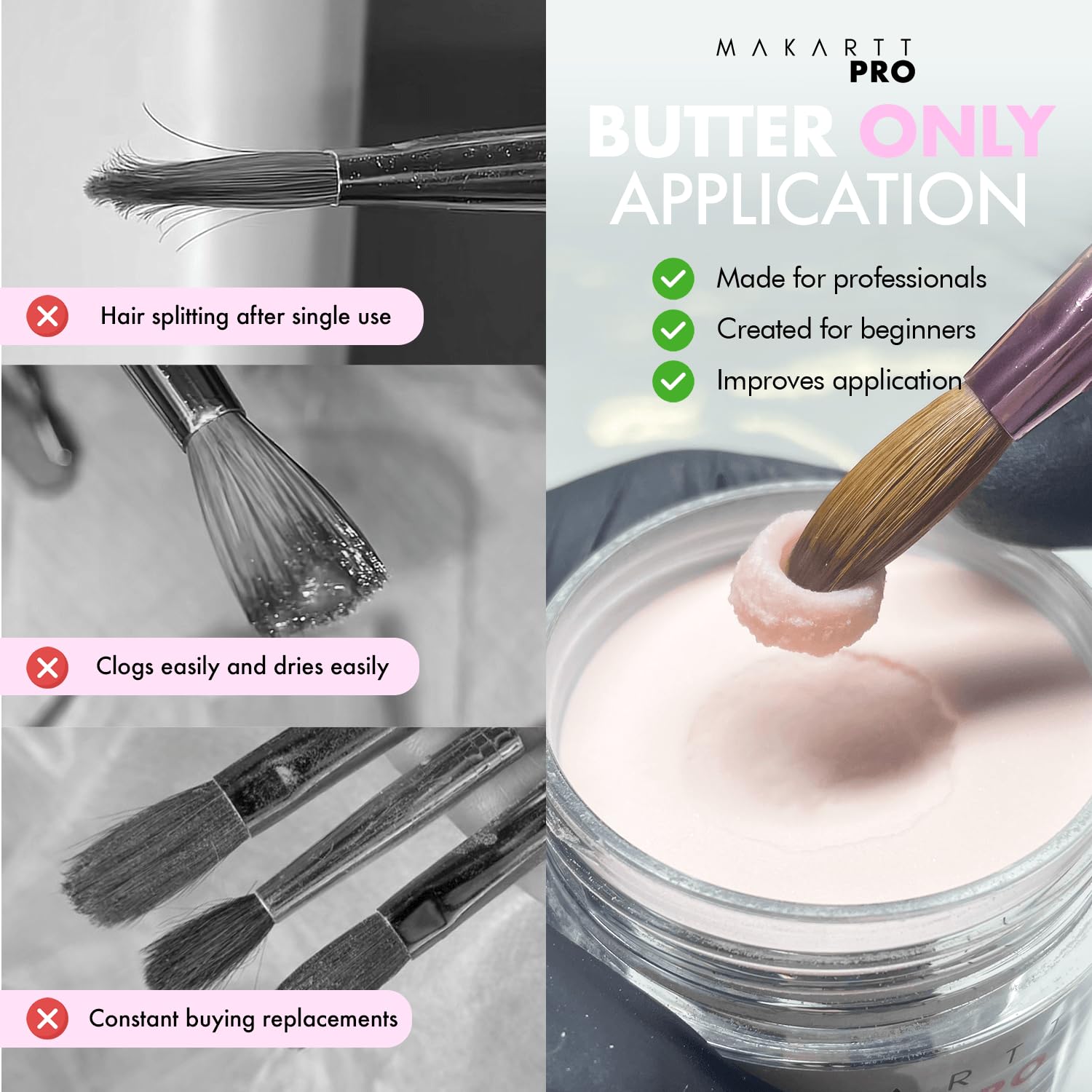 MakarttPro Kolinsky Acrylic Nail Brush Size 10 – 100% Pure Kolinsky Hair Nail Brush for Acrylic Application, Professional Nail Brush for Smooth Bead Control, Anti-Clogging, Acetone Resistant Handle