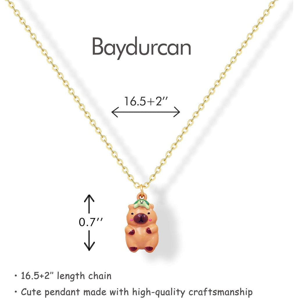 Baydurcan 14K Golden Plated Pendant Necklaces for Women - Positive Flamingo Capybara Giraffe Peace Gifts for Friends Sister Daughter, Birthday, Christmas, Graduation Gifts