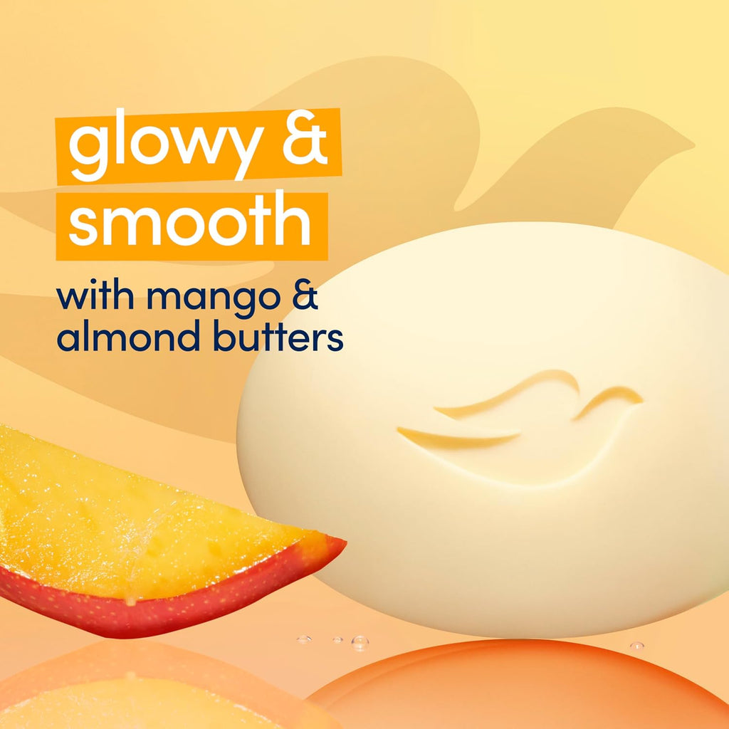 Dove Glowing Beauty Bar Soap 8 Count, Mango & Almond Butters, 3.75 Oz I Moisturizing Beauty Bar With Mango And Almond Butters For Soft, Smooth And Radiant-Looking Skin