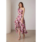 Grace Karin Womens Summer One Shoulder Sleeveless Dresses Floral Flowy Ruffle High Low Wedding Guest Maxi Sundresses