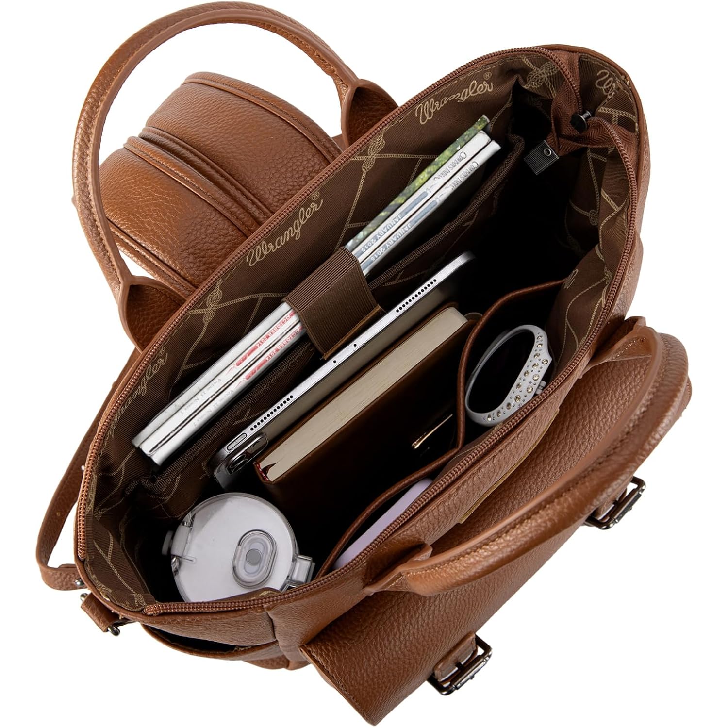 Montana West Wrangler Womens Convertible Backpack Purse Anti-Theft Brown Backpack With Adjustable Crossbody Shoulder Strap For Work Travel Wg175-9110Br