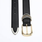RISANTRY Women's Leather Belts with Gold Buckle Fashion Leather Waist Belt Elegant Ladies Belts for Jeans Gifts for Women