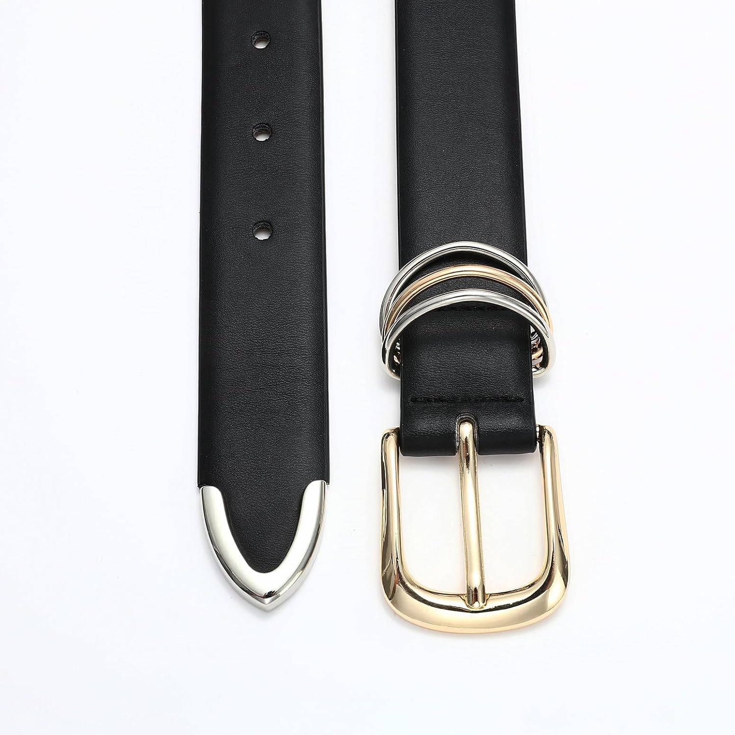 RISANTRY Women's Leather Belts with Gold Buckle Fashion Leather Waist Belt Elegant Ladies Belts for Jeans Gifts for Women