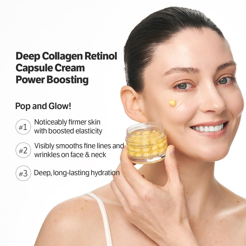 SUNGBOON EDITOR Deep Collagen Retinol Capsule Cream | For Fine Lines and Dry Skin | White Spicules + Collagen + Retinol | Korean Skincare, 1.69 fl.oz | Gifts for Women