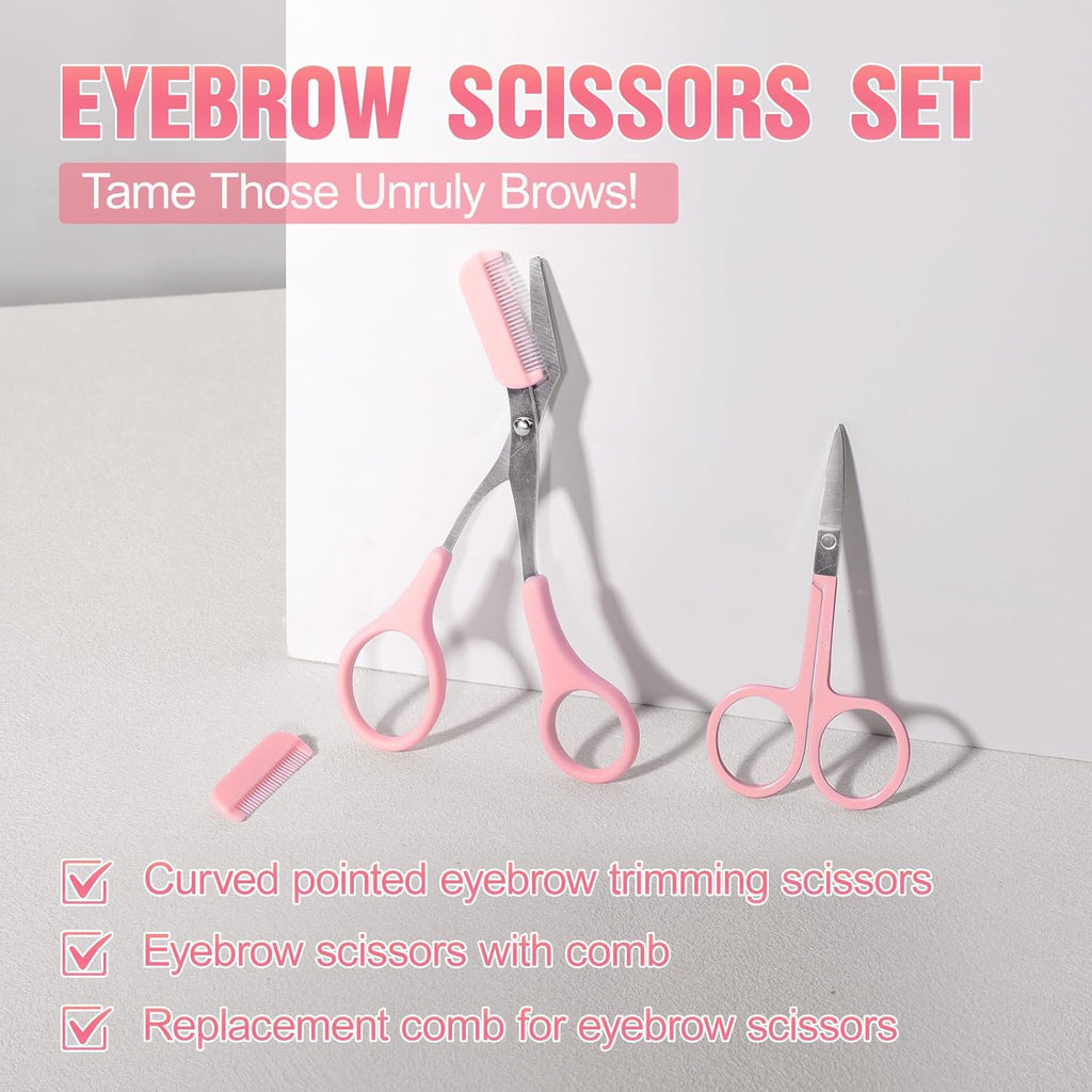 Eyebrow Kit, 17 in 1 Tweezers for Women Facial Hair, Hair Scissors with Comb, Eyebrow Trimmer, Brow Brushes, Hair Tools Travel Bag, Professional Grooming Tweezer Set