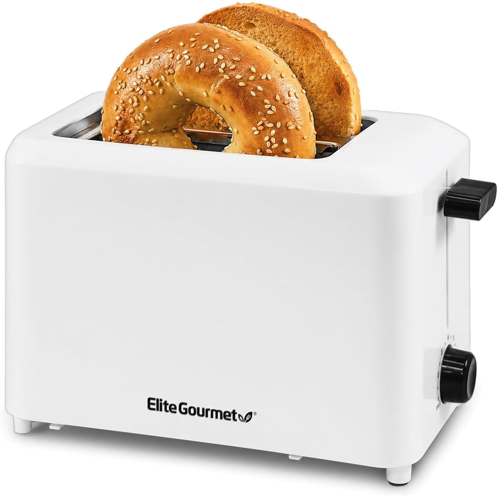Elite Gourmet ECT-1027 Cool Touch Toaster, 7 Toast Settings Cancel Functions, Slide Out Crumb Tray, Extra Wide 1.5" Slots for Bagels Waffles Specialty Breads, Puff Pastry, Snacks, White