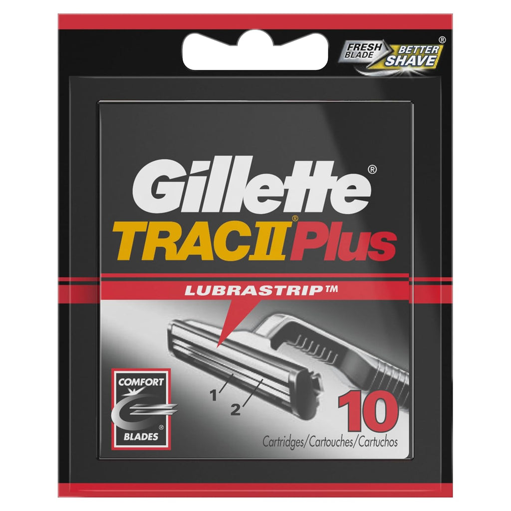 Gillette TRAC II Plus Mens Razor Blade Refills, 10 Count, Delivers a Clean, Close Shave