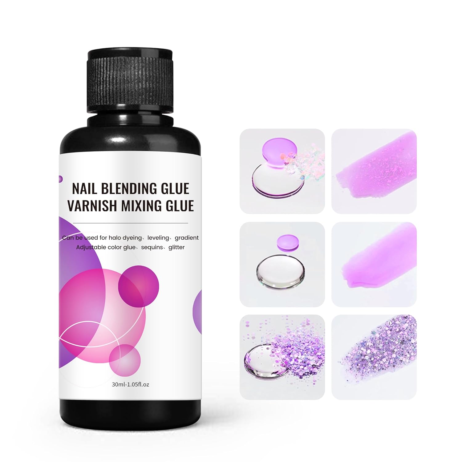 30ml/1fl.oz Clear Nail Blending Glue,Nail Glitter Powder Clear Mixer Gel Nail Polish Dilution Color Sequins Mixing Glue Nails Designer for Gel Polish Varnish Mixing