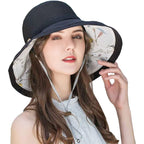Women'S-Mesh-Sun-Hats Wide-Brim Summer Beach Bucket Caps For Girls Outdoor-Uv-Protection Foldable-Fishing-Hat Chin Strap