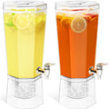 Lifewit 1 Gallon Drink Dispenser for Parties 2 Pcs, 4L Plastic Beverage Container with Stand for Juice/Tea/Soda & Lemonade, Clear Water Pitcher with Spigot for Mimosa Bar Hosting 39 x 16 cm/15x6"