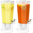 Lifewit 1 Gallon Drink Dispenser for Parties 2 Pcs, 4L Plastic Beverage Container with Stand for Juice/Tea/Soda & Lemonade, Clear Water Pitcher with Spigot for Mimosa Bar Hosting 39 x 16 cm/15x6"