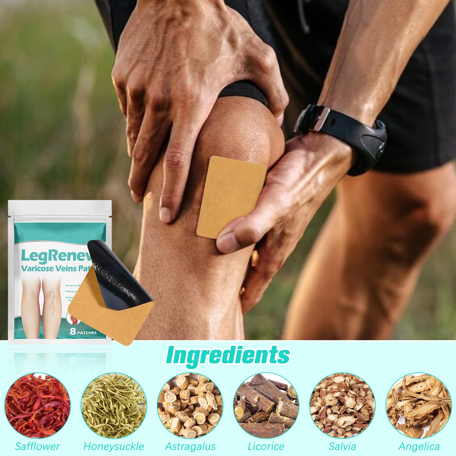 2 Pack Leg Renew Varicose Veins Patch, Professional Varicose Veins Treatment for Legs, Varicose Veins Patch-Professional Relief for VaricoseVeins in The Legs, Natural Ingredients for All Skin Types