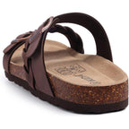 Kidmi Women'S Cork Footbed Sandals With Arch Support Comfortable Slip-On Slide Sandals With Adjustable Buckle For Summer