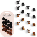 Kitsch Mini Claw Clips For Women - Stylish Small Hair Clips For Kids | Stays In Place Without Pulling Or Snagging | Durable & Sturdy Plastic - Tortoise & Black, 16 Pcs