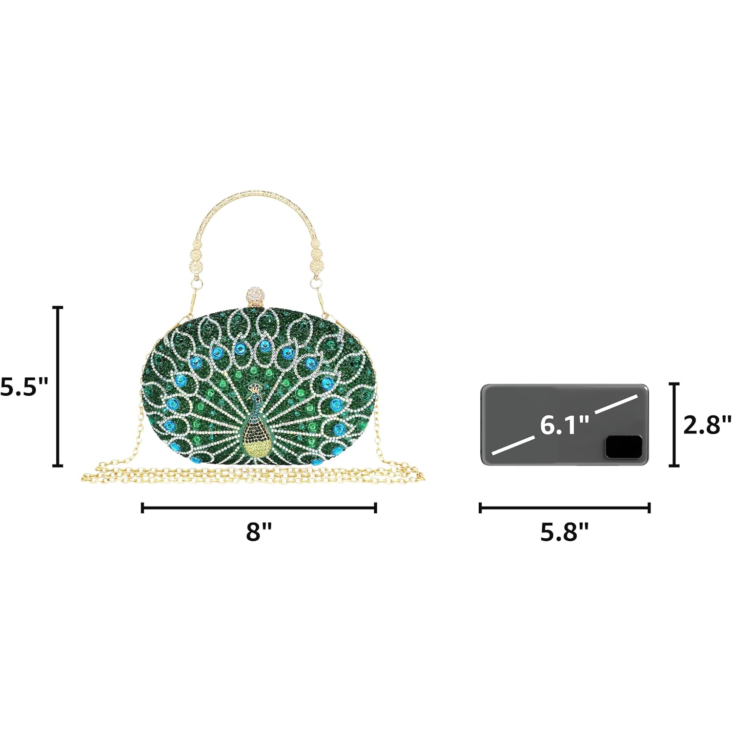 Women'S Evening Bags Sparkly Rhinestone Clutch Purses Luxury Diamond Peacock Handbag For Wedding Party Formal