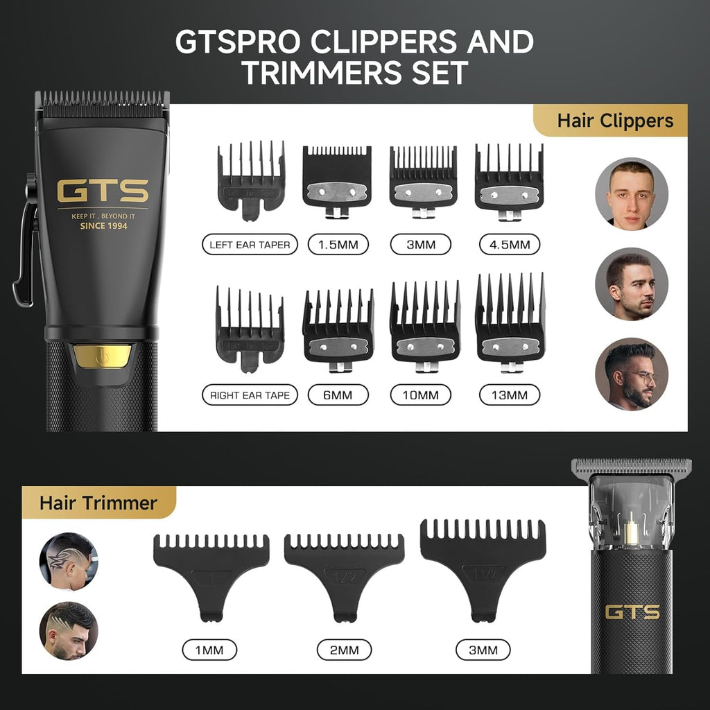 GTS Hair Clippers for Men Professional, Beard Trimmer Kits & Sets, Cordless Mens Hair Trimmer, Electric Shavers, Haircutting Machine with LED Display, for Barber 4 in 1