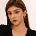 18K Gold/Silver Plated Dangle Earrings for Women Sparkly Rhinestone Long Tassel Dangle Earrings Dainty Long Hanging Chain Earrings Wedding Party Prom Earrings